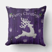 Paarse Rustieke Kerst Rendier Worp Kussen (Voorkant)