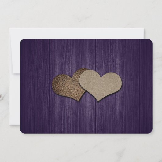 Paarse Rustieke Mason Jar String Lights Hout Weddi Save The Date (Achterkant)