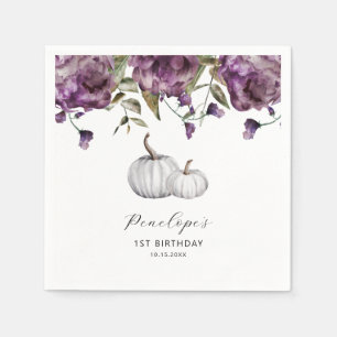 Paarse rustieke pompoen Herfst verjaardagsfeestje Servet