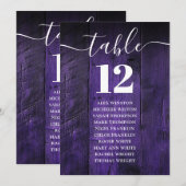 Paarse rustieke schuur houten tafel nummer zitkaar kaart (Voorkant / Achterkant)