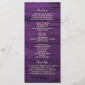 Paarse Rustieke Slingers Trouwprogramma Programmakaart (Achterkant)