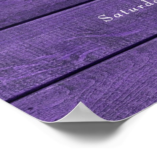 Paarse rustieke string lichten bruiloft welkom tek poster (Hoek)