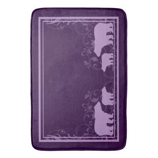 Paarse rustieke werveling beer Memory Foam Badmat (Voorkant Verticaal)