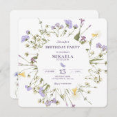 Paarse Rustieke Wilde Bloemen Kaart (Voorkant / Achterkant)