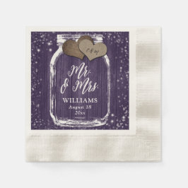 Paarse Rustieke Wood Mason Jar Mr & Mrs Wedding Servet