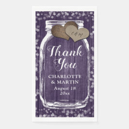 Paarse Rustieke Wood Mason Jar Wedding Dank u Servet
