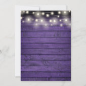 Paarse Rustieke Wood String Lights Retirement Part Kaart (Achterkant)