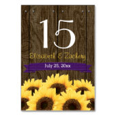 PAARSE RUSTIEKE ZONNEBLOEM TAFELNUMMER KAART (Voorkant)