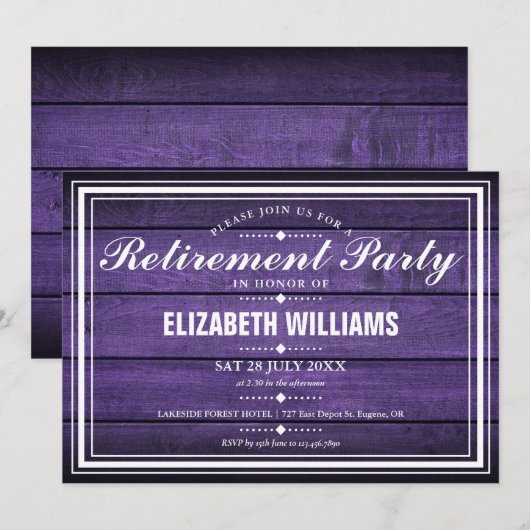 Paarse Rustige Bontrustingspartij Kaart (Voorkant / Achterkant)