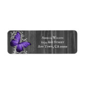 Paarse Rustige Butterfly Return Address Label (Voorkant)