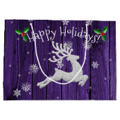 Paarse Rustige kerstreïndustrie Gift Bag Groot Cadeauzakje (Achterkant)