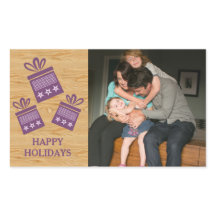 Paarse Rustische Cadeaus Holiday Foto Stickers