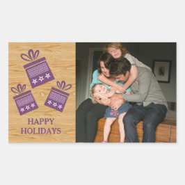 Paarse Rustische Cadeaus Holiday Foto Stickers
