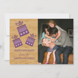 Paarse Rustische Cadeaus Holiday Fotoplatte Kaart