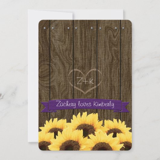 PAARSE RUSTISCHE ZONLOWER WEDDING INVITATIE KAART (Achterkant)