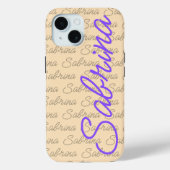 Paarse Sabrina Handtekening Naam Patroon Case-Mate iPhone Case (Achterkant)