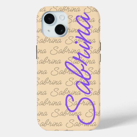Paarse Sabrina Handtekening Naam Patroon Case-Mate iPhone Case (Achterkant)