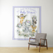 Paarse Safari Baby Shower Banner Achtergrond Wandkleed (In situ)
