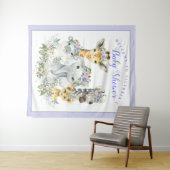 Paarse Safari Baby Shower Banner Achtergrond Wandkleed (In Situ (horizontaal))