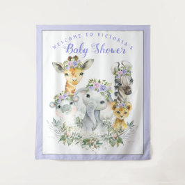Paarse Safari Baby Shower Banner Achtergrond Wandkleed