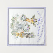 Paarse Safari Baby Shower Banner Achtergrond  Wandkleed (Voorkant (horizontaal))
