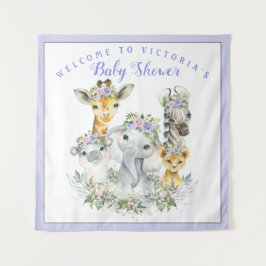 Paarse Safari Baby Shower Banner Achtergrond  Wandkleed