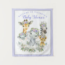 Paarse Safari Baby Shower Banner Achtergrond Wandkleed