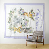 Paarse Safari Baby Shower Banner Achtergrond XL Wandkleed (In Situ (horizontaal))