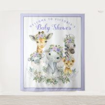 Paarse Safari Baby Shower Banner Achtergrond XL