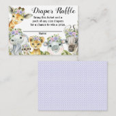 Paarse Safari Baby shower Luier Raffle Ticket (Voorkant / Achterkant)