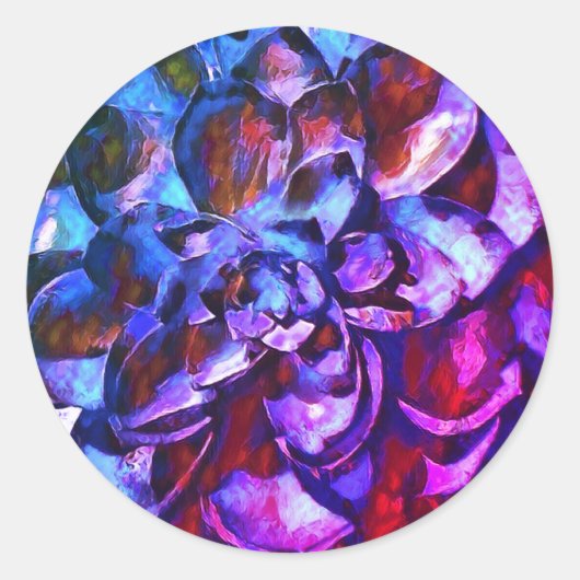 Paarse saffier bloem ronde sticker (Voorkant)