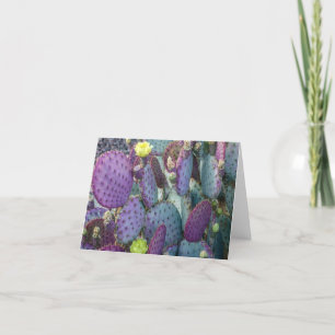 Paarse Sage Cactus met Gele Bloemen Note Kaart