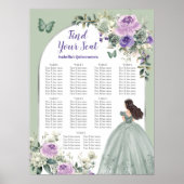 Paarse Sage Groene Quinceañera Zitkaarten Teken Poster (Voorkant)