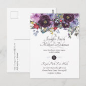 Paarse Sage Oranje Pink Floral Wedding Invitation Briefkaart (Voorkant / Achterkant)