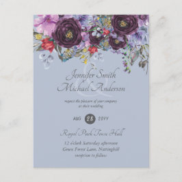 Paarse Sage Oranje Pink Floral Wedding Invitation Briefkaart
