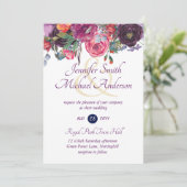 Paarse Sage Oranje Pink Floral Wedding Invitation Kaart (Staand voorkant)