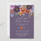 Paarse Sage Oranje Pink Floral Wedding Invitation Kaart (Voorkant)