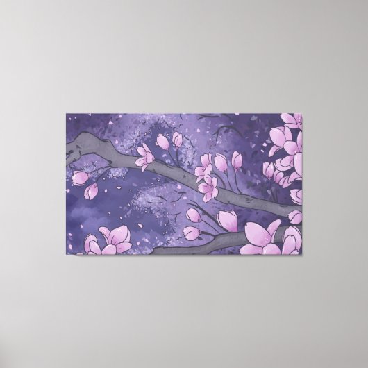 Paarse Sakura Tree Canvas Afdruk (Voorkant)