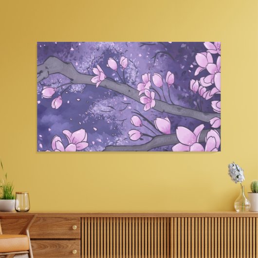 Paarse Sakura Tree Canvas Afdruk (Insitu (Woonkamer))
