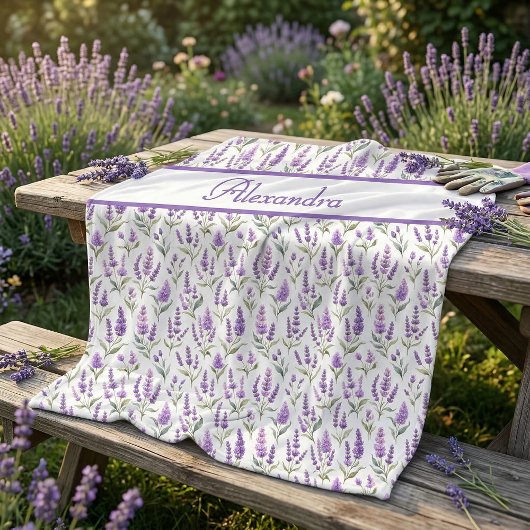Paarse Salie Groene Lavendel Aangepaste Naam Fleece Deken