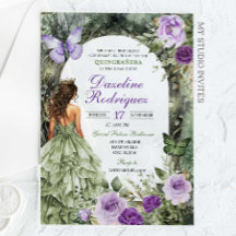 Paarse Salie Groene Whimsical Forest Quinceanera