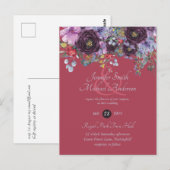 Paarse salie oranje roze bloemige trouw uitnodigin briefkaart (Voorkant / Achterkant)
