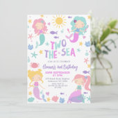 Paarse Salie Zeemeermin Twee Naar De Zee 2e Verjaa Kaart (Staand voorkant)
