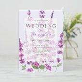 paarse salvia bloemen huwelijksuitnodiging kaart (Staand voorkant)
