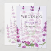 paarse salvia bloemen huwelijksuitnodiging kaart (Voorkant / Achterkant)