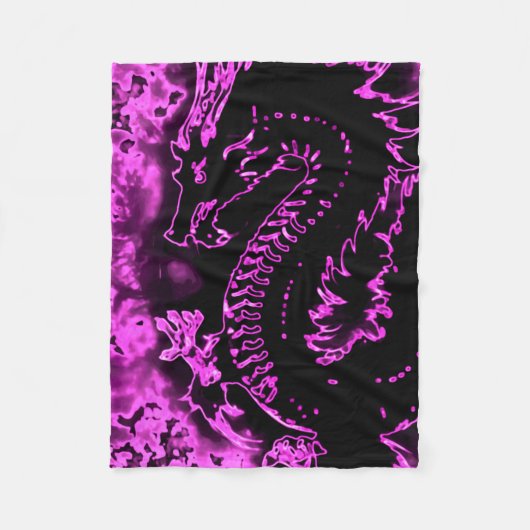 Paarse Samurai Spirit Dragon Fleece Blanket Deken (Voorkant)