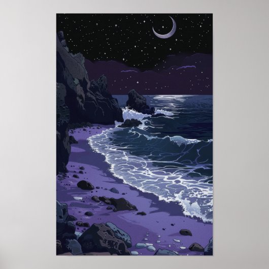 Paarse Sand Beach Coastal Art Poster (Voorkant)