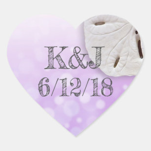 Paarse Sand Dollar Seaside Wedding Stickers