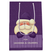 Paarse Santa Polka Dots en Stripes Kerstmis Medium Cadeauzakje (Achterkant)