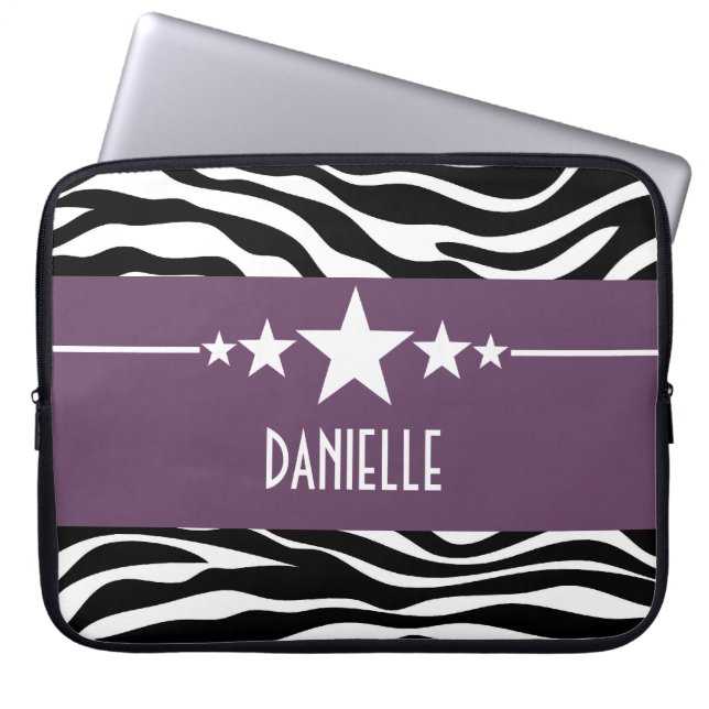 Paarse Sassy Star-laptophoes Laptop Sleeve (Voorkant)
